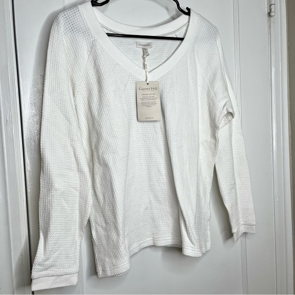 Garnet Hill Long Sleeve White V Neck Sweater Size XS - Picture 2 of 7